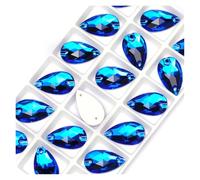 Hotfix Strass Strass en forme de larme à coudre, pierre cristal verre, couture, broderie, vêtements, accessoires, pierres for décoration robe mariée DIY(Capri Blue,13x22mm 12Pcs)