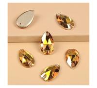 Hotfix Strass Strass en forme de larme à coudre, pierre cristal verre, couture, broderie, vêtements, accessoires, pierres for décoration robe mariée DIY(Metallic Sunshine,13x22mm 36Pcs)