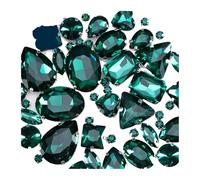 Hotfix Strass Strass en verre à paillettes de formes mixtes for vêtements, pierres précieuses artisanales roses dos plat, coudre avec griffe, 50 pièces/paquet(Z010-MIX-50)
