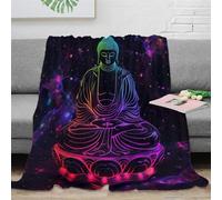 HOTGE Bouddha Literie Impression 3D Couverture Cadeau Peluche Super Douce Et Douillette en Microfibre Canapé pour Garçons Et Filles Camping 60x80inch(150x200cm)
