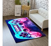 Hotgreenpepper Tapis Chambre Moderne Gamer 3D Manette Ado Enfant Garcon Tapis De Salon Antiderapant Graffiti Console De Jeu Décoration Tapis Noir Purple Flanelle Doux Carpets