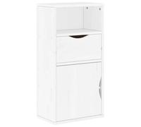 Hothingwell Armoire Latérale ODDA Blanc 40x24x79 cm Bois Massif Pin | 1 étagère ouverte,1 tiroir,1 compartiment,série ODDA compatible,fixation murale fournie,entretien facile