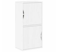 Hothingwell Armoire Latérale ODDA Blanc 40x24x79 cm Bois Massif Pin | 2 compartiments, portes, dessus stable, fixation murale fournie, série ODDA, pin massif