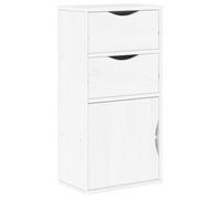 Hothingwell Armoire Latérale ODDA Blanc 40x24x79 cm Bois Massif Pin | 2 tiroirs,1 compartiment,fixation murale fournie,bois pin massif,style rustique