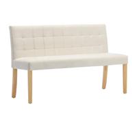 Hothingwell Banc 140 cm Crème en Velours avec Dossier Linéaire | Assise rembourrée,velours doux,pieds en bois d'hévéa,montage facile,couloir,salon