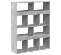 Hothingwell Bibliothèque Gris béton 100x33x125,5 cm Bois d'ingénierie | 10 compartiments, design épuré, cloison de séparation, surface facile à nettoyer, fixation murale requise
