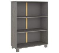 Hothingwell Bibliothèque Hamar Gris Clair 85x35x112 cm Bois De Pin Massif | 3 étagères,bois de pin massif,dessus robuste,rangement livres et magazines,coloris gris clair