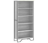 Hothingwell Bibliothèque Sonoma Gris 80x31x169 cm Bois D'ingénierie | 5 compartiments,cloison de séparation,bois d'ingénierie,surface lisse,résistance à l'humidité,fixation murale incluse