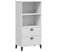 Hothingwell Bibliothèque VIKEN Blanc 60x35x123 cm Bois d'Ingénierie | Design industriel, surface lisse, rangement magazines livres DVD, fixation murale incluse, poignées pratiques