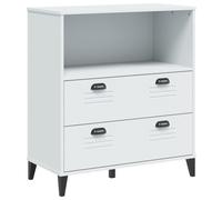 Hothingwell Bibliothèque VIKEN Blanc 80x40x90 cm Bois d'ingénierie | Design industriel,poignées pratiques,rangement livres et DVD,surface lisse,fixation murale fournie