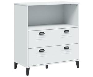 Hothingwell Bibliothèque VIKEN Blanc 80x40x90 cm Bois d'ingénierie | Design industriel,poignées pratiques,rangement livres et DVD,surface lisse,fixation murale fournie