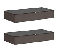 Hothingwell Boîte de Rangement 2 pc Tissu Non tissé fenêtre PVC | Forme rectangulaire,poignées à bec,zips doubles,pliable à plat,sous lit,salon,chambre