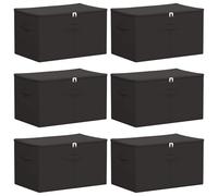 Hothingwell Boîte de Rangement 6 pc Tissu intissé 55 x 35 x 32 cm 61,6 L | 2 compartiments, design pliable, 100 % polyester, tissu non tissé, poignées à bec, transport facile, chambre et salon