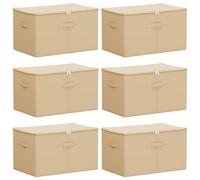 Hothingwell Boîte de Rangement 6 pc Tissu intissé 55 x 35 x 32 cm 61,6 L | Deux compartiments, design pliable, poignées à bec, 100 % polyester, tissu non tissé, couleurs neutres, chambre, salon,