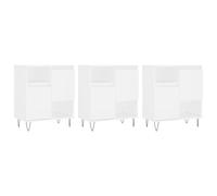 Hothingwell Buffet Blanc 3 Portes Bois Ingénierie | Meuble Rangement Durable, Résistant Humidité, Étagère Affichage, Fixation Murale Incluse