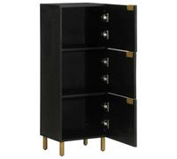 Hothingwell Buffet Noir 40x33x110 cm Bois d'Ingénierie | Pieds Métal, Dessus Robuste, Poignées Pratiques, Entretien Facile, Fixation Murale Incluse