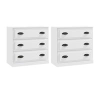 Hothingwell Buffet Rangement Blanc Bois Composite 2 Pièces | Étagère Stable, Résistant Humidité, Fixation Murale Incluse, Idéal Salon