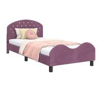 Hothingwell Cadre de Lit Enfant 90 x 190 cm Tête de Lit Pourpre | Base à lattes fixe incluse,sans box spring,velours pourpre,design bas,forme rectangulaire,style contemporain