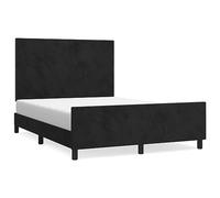 Hothingwell Cadre De Lit Velours 140x200 cm Noir avec Tete De Lit | Hauteur Reglable, Pieds Robustes, Lattes Contreplaque, Bon Soutien Dos, Facile A Monter