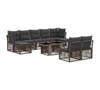 Hothingwell Canapé De Jardin 10 Pièces Gris Polyéthylène Modulable | Design moderne, pieds réglables, entretien facile, housses lavables, usage extérieur