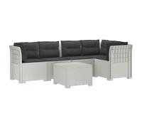 Hothingwell Canapé de Jardin 5 Places avec Coussins Aspect Rotin PP Blanc | Polypropylène durable, dossier poly rotin, résistant UV et pluie, jardin balcon véranda, entretien facile