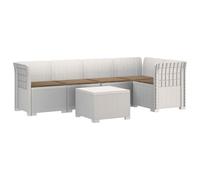 Hothingwell Canapé de Jardin 5 Places avec Coussins Aspect Rotin PP Blanc | Polypropylène durable, dossier poly rattan, coussins inclus, balcon véranda, entretien facile, housse imperméable
