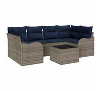 Hothingwell Canapés de Jardin Polyratan Gris 55x55x37 cm avec Coussin | Set modulable, acier traité, table en verre, housse lavable, usage extérieur annuel