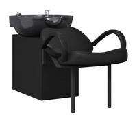 Hothingwell Chaise de Shampoing Noire 136 x 60 x 92 cm PVC Contreplaque | Siège polypropylène, pieds carrés stables, réglage manuel, accoudoirs courbes, entretien éponge facile