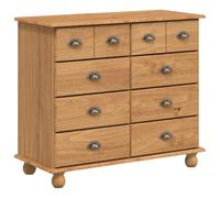 Hothingwell Commode ASKIM Marron 91 x 40 x 79 cm Bois de Pin Massif | Meuble salon, design moderne, tiroirs spacieux, poignées prise facile, bois pin massif, entretien chiffon doux