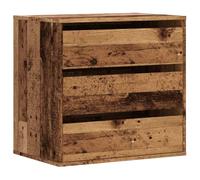 Hothingwell Commode d'angle Vieux Bois 60x41x58 cm Bois d'ingénierie | 3 tiroirs, fixation murale incluse, surface lisse, facile à nettoyer, rangement chambre, buffet angle