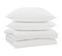 Hothingwell Couette avec 2 Oreillers 3 Pieces Blanc Microfibre | Literie moderne, coutil matelassé, fibres bambou, polyester, tissu coton, sommeil réparateur, chambre contemporaine