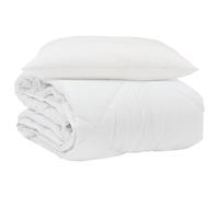 Hothingwell Couette d'été avec Oreiller 2 pièces Blanc Microfibre | Design matelassé,tissu respirant,coton doux,lavable à 30°C,look minimaliste,chambre moderne