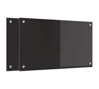Hothingwell Crédence de Cuisine 2 Pièces Noir 70 x 40 cm Verre Trempé | Dosseret mural, surface lisse, look minimaliste, style contemporain, installation cuisine, panneau décoratif