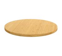 Hothingwell Dessus de Table Rond Bambou Ø90x2,5 cm | Plateau verni, bambou naturel, table basse, console, chevet, étagère, nettoyage au chiffon humide