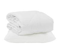Hothingwell Duvet d'été Simple avec Oreiller 2 pc Blanc Microfibre | Design matelassé boîte, tissu respirant, coton et microfibre, lavable machine à 30°C, chambre climatisée