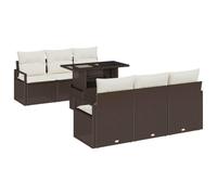Hothingwell Ensemble Canape Jardin 7 Pieces Poly Rotin Marron | Modulable pour Terrasse, Coussins Polyester Inclus, Rangement Secret Integre, Entretien Facile