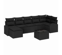 Hothingwell Ensemble Canapé Jardin 8 Pcs Noir Poly Rotin | Modulaire, coussins amovibles, siège d'angle, pouf inclus, entretien facile