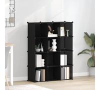 Hothingwell Ensemble de 12 Cubes de Rangement Noir en PP avec Cadre en Acier, étagère modulaire imperméable pour Maison, dortoir et Bureau, Facile à Assembler avec Marteau Inclus.