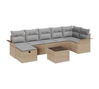Hothingwell Ensemble de Canapé de Jardin 8 pc Poly Rotin Modulaire | Coussins amovibles,rangement caché,couleurs terre,usage extérieur,jardin,terrasse,piscine