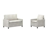 Hothingwell Ensemble de Canapés 2 pc Crème Velours | Cadre en métal costaud,coussins à double couche,housses amovibles,usage quotidien,petits appartements,grands espaces