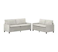 Hothingwell Ensemble de Canapés 2 pc Crème Velours | Cadre en métal costaud,coussins double couche,housses amovibles,petits appartements,grands espaces