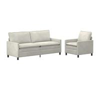 Hothingwell Ensemble de Canapés 2 pc Crème Velours, Cadre en Métal | Coussins double couche, housses amovibles, velours lisse, usage quotidien, petits appartements et grands espaces