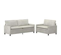 Hothingwell Ensemble de Canapés 2 pc Crème Velours Cadre Métal | Coussins double couche, housses amovibles, usage quotidien, petits appartements et grands salons