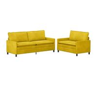 Hothingwell Ensemble de Canapés 2 pc Jaune Velours, Cadre en Métal | Velours jaune, coussins double couche, cadre métal, housses amovibles, 110 kg par siège, petits appartements, grands espaces