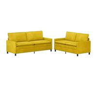 Hothingwell Ensemble de Canapés 2 pc Jaune Velours Cadre Métal | Coussins double couche,housses amovibles,maximum 110 kg par siège,petits appartements,grands espaces