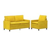 Hothingwell Ensemble de Canapés 2 pc Jaune Velours Cadre Métal | Velours jaune, coussins double couche, housses amovibles, max 110 kg par siège, petits appartements et grands espaces