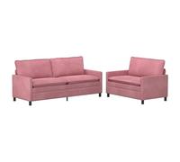 Hothingwell Ensemble de Canapés 2 pc Rose Velours Cadre Métal | Coussins double couche,housses amovibles,110 kg par siège,petits appartements,grands espaces de vie