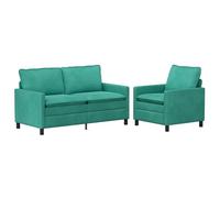 Hothingwell Ensemble de Canapés 2 pc Turquoise Velours | Coussins double couche, cadre en métal, housses amovibles, guide d'entretien, petits appartements et grands espaces