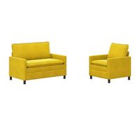 Hothingwell Ensemble de Canapés 2 Pièces Jaune Velours Cadre Métal | Coussins double couche,housses amovibles,maximum 110 kg par siège,usage quotidien,petits appartements,grands espaces,soirée