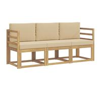 Hothingwell Ensemble de Canapés d'Extérieur 3 pc en Bois d'Acacia Massif | Look moderne, lignes simples, détails minimalistes, teinte naturelle, usage jardin terrasse, design modulaire